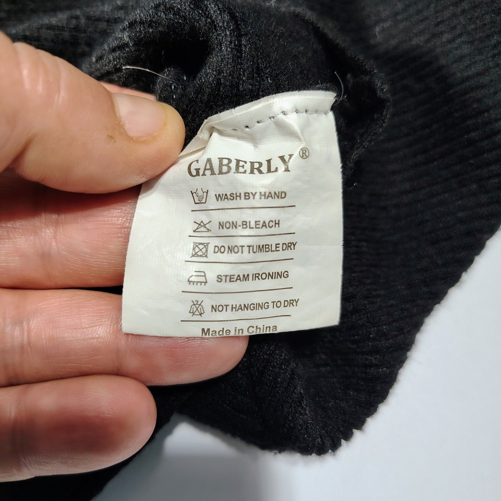 Gaberly Black & Beige Color Block Knit Dolman Sleeve Top Sweater Fitted Waist - Picture 5 of 6
